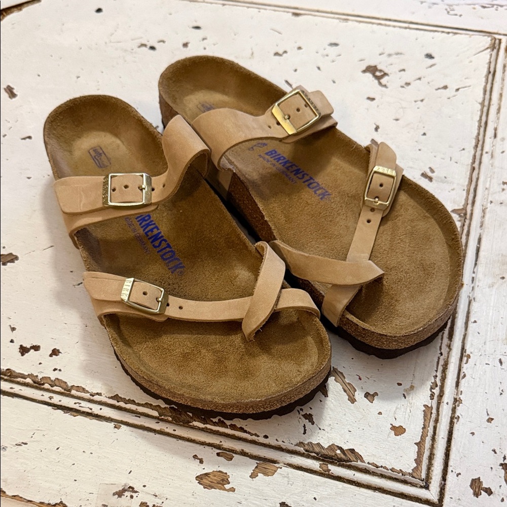 Birkenstock Beige Cross-Strap Sandals